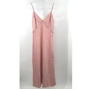 A New Day Blush Pink Rhinestone Embellished Sleeveless Satin Midi Dress M
